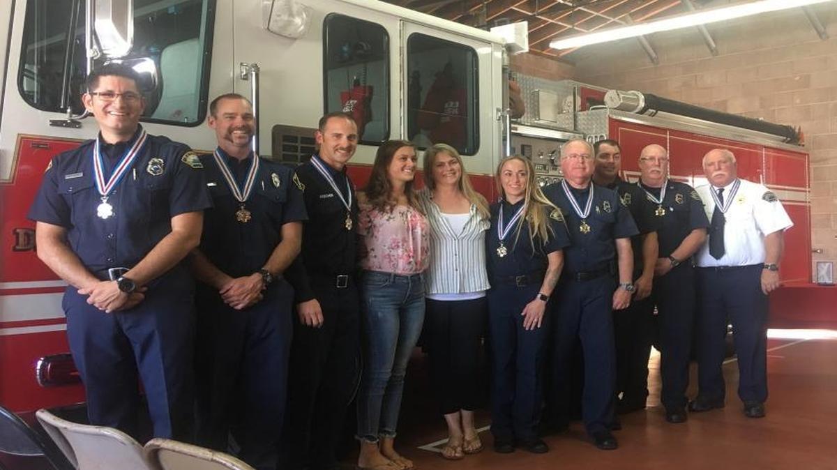 Eight firefighters were honored for their life-saving efforts during a ceremony Wednesday, August 9, 2017, at the Cayucos Fire Department.