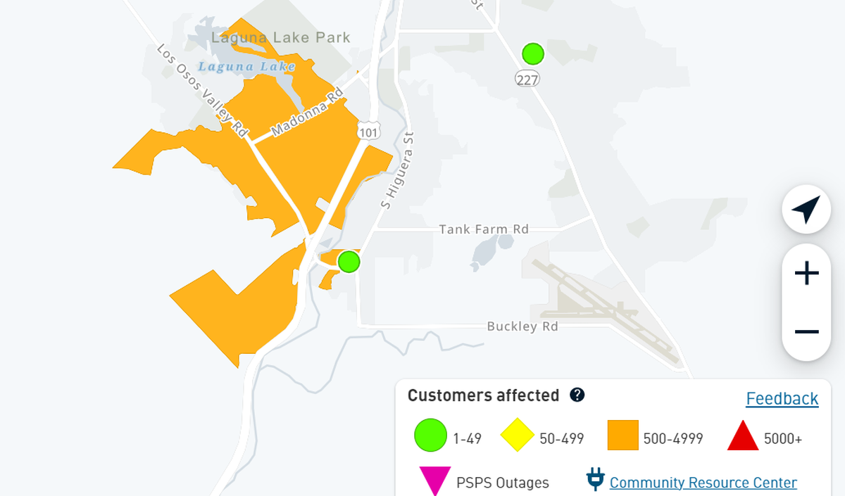 More than 2,000 PG&E customers lost power in the city of San Luis Obispo on Monday, Sept. 5, 2022.