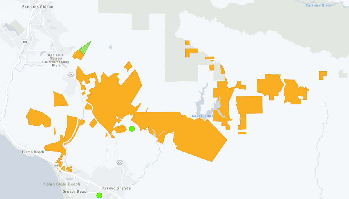 A PG&E outage knocked out power to about 1,900 customers from Pismo Beach to south of San Luis Obispo to beyond Lopez Lake on Thursday, Oct. 12, 2023.