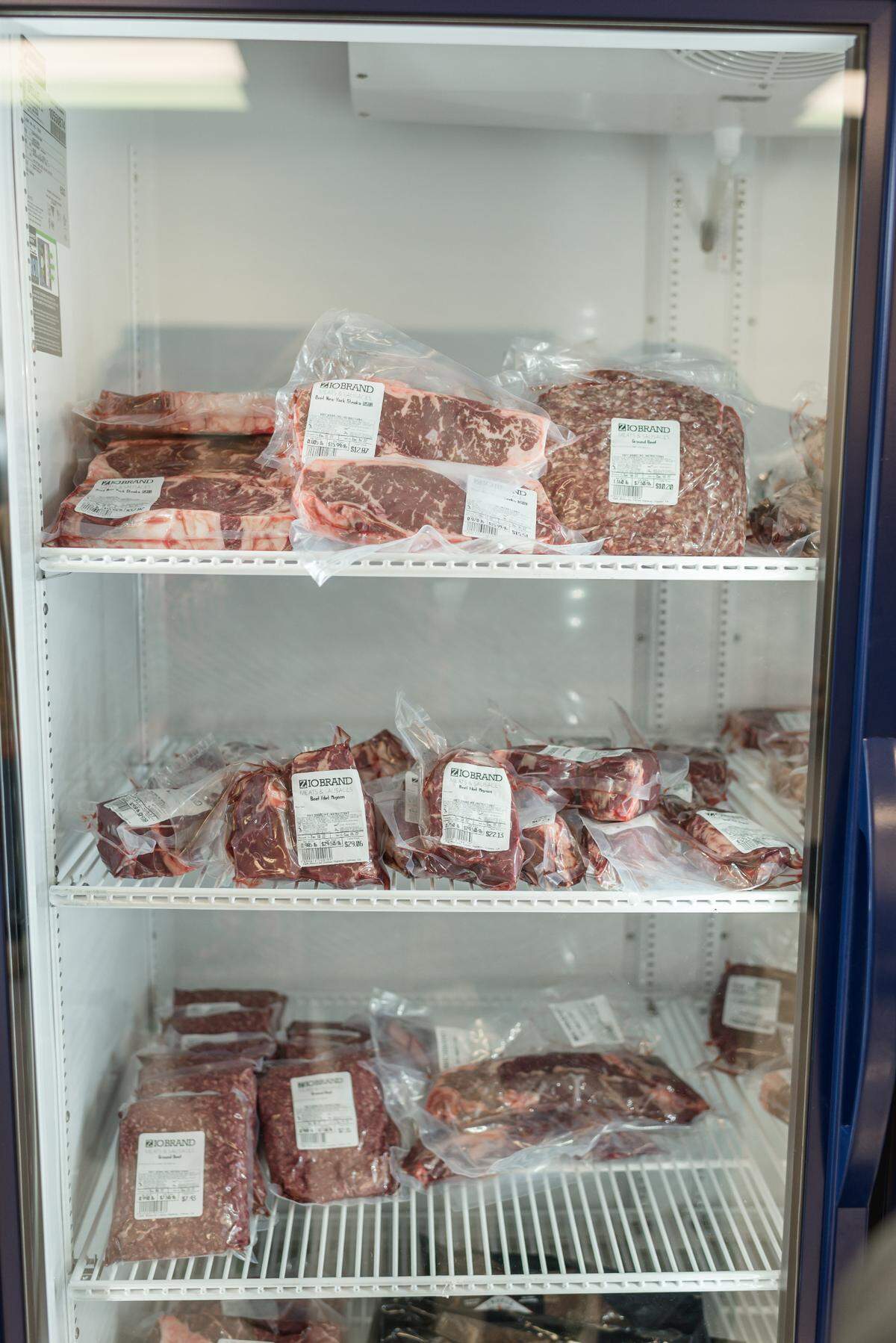 A peek inside the meat freezer at Zio Brand Meats and Sausage in Paso Robles.