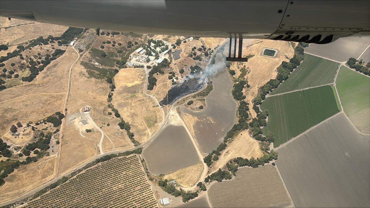 A vegetation fire burning in rural Arroyo Grande threatened one structure on June 24, 2025.