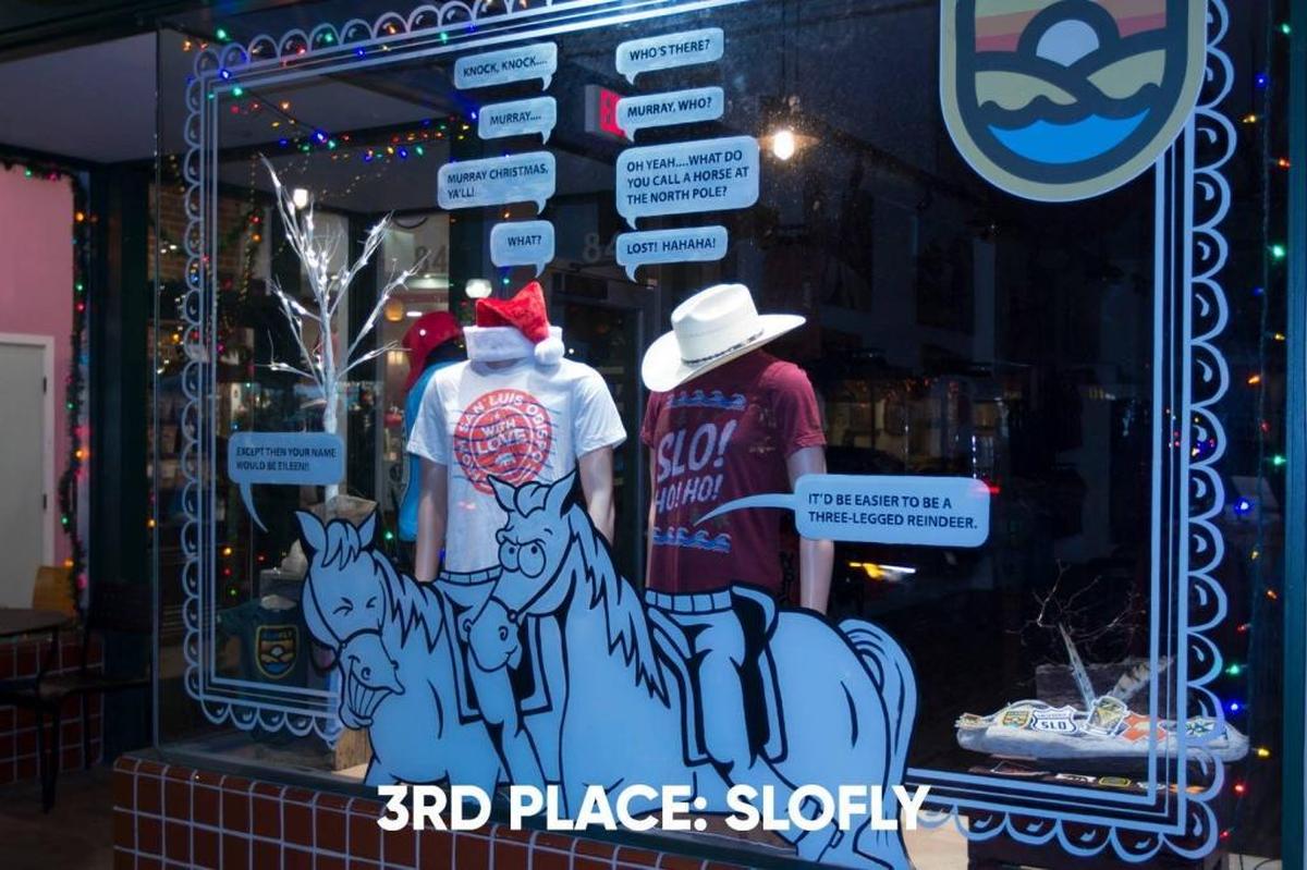 SLOFly won third place in Downtown SLO’s annual holiday window contest.