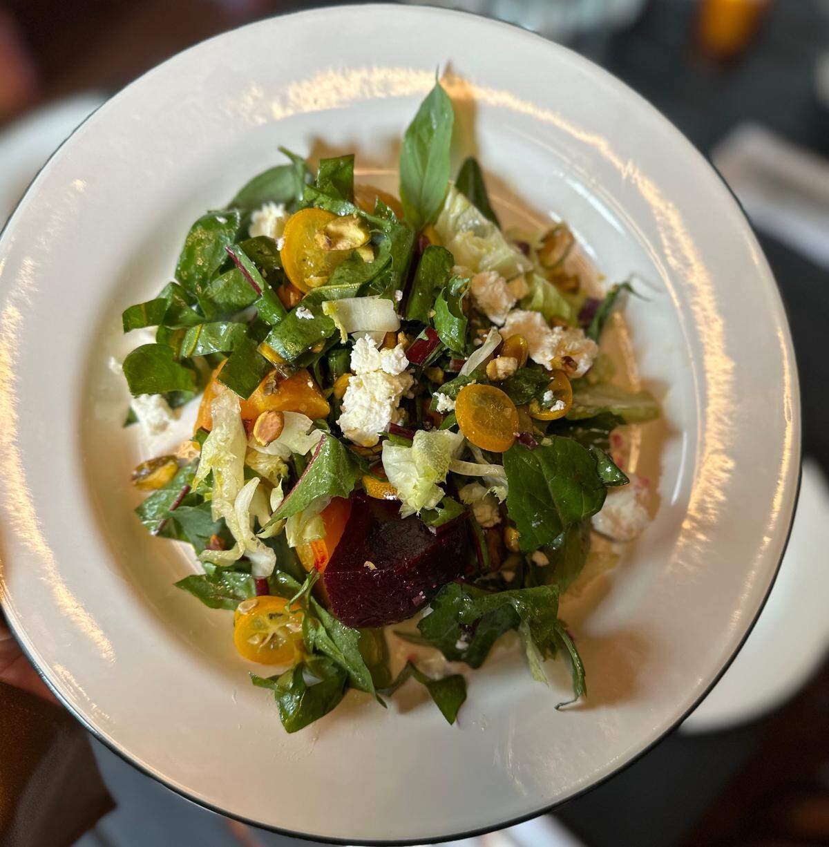 Small plates on the menu of the new Brydge restaurant in Cambria include this roasted beet salad with mandarin orange, basil, chevre, pistachios and a dressing made with 20-year-old sherry.