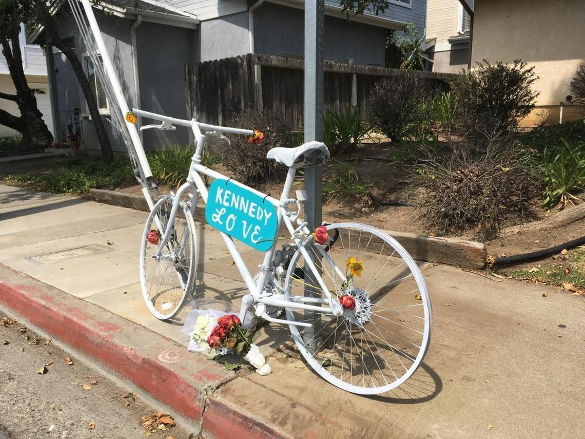 A ghost bike memorial was installed in 2017 in San Luis Obispo as a tribute to Kennedy Love, a Cal Poly student who was killed by a suspected drunken driver while riding his bicycle. The City Council approved measures Tuesday to make cycling on the city’s north end safer.