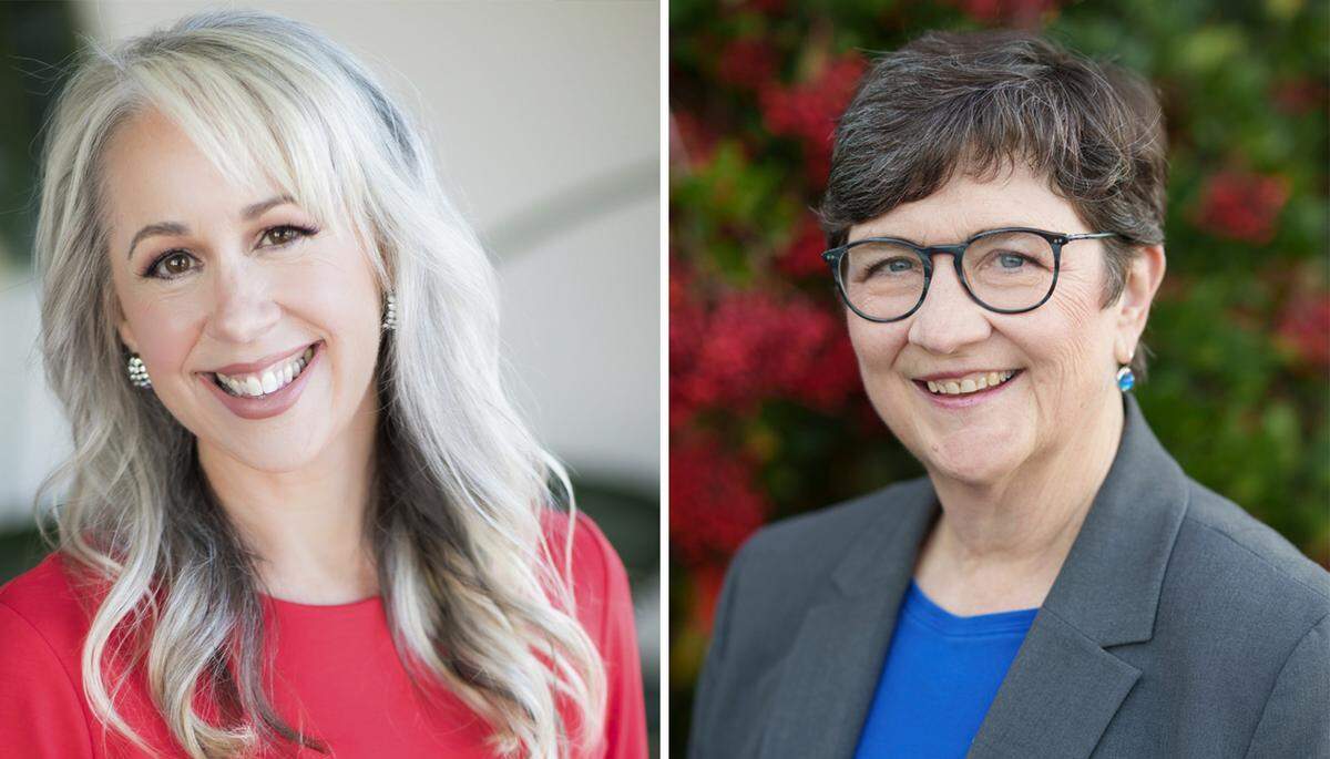 Atascadero Mayor Heather Moreno, left, and Councilmember Susan Funk are running for the District 5 San Luis Obispo County supervisor seat now held by Debbie Arnold.