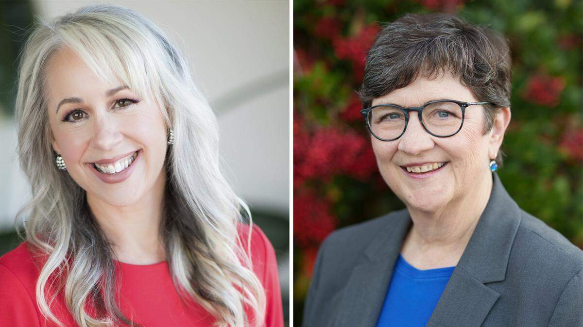 Atascadero Mayor Heather Moreno, left, and Councilmember Susan Funk are running for the District 5 San Luis Obispo County supervisor seat now held by Debbie Arnold.