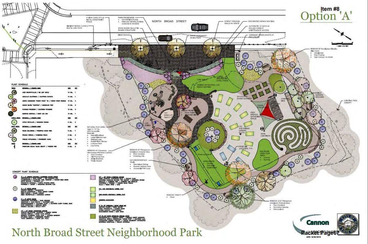 A rendering of a North Broad Street park planning option created by the city of SLO.