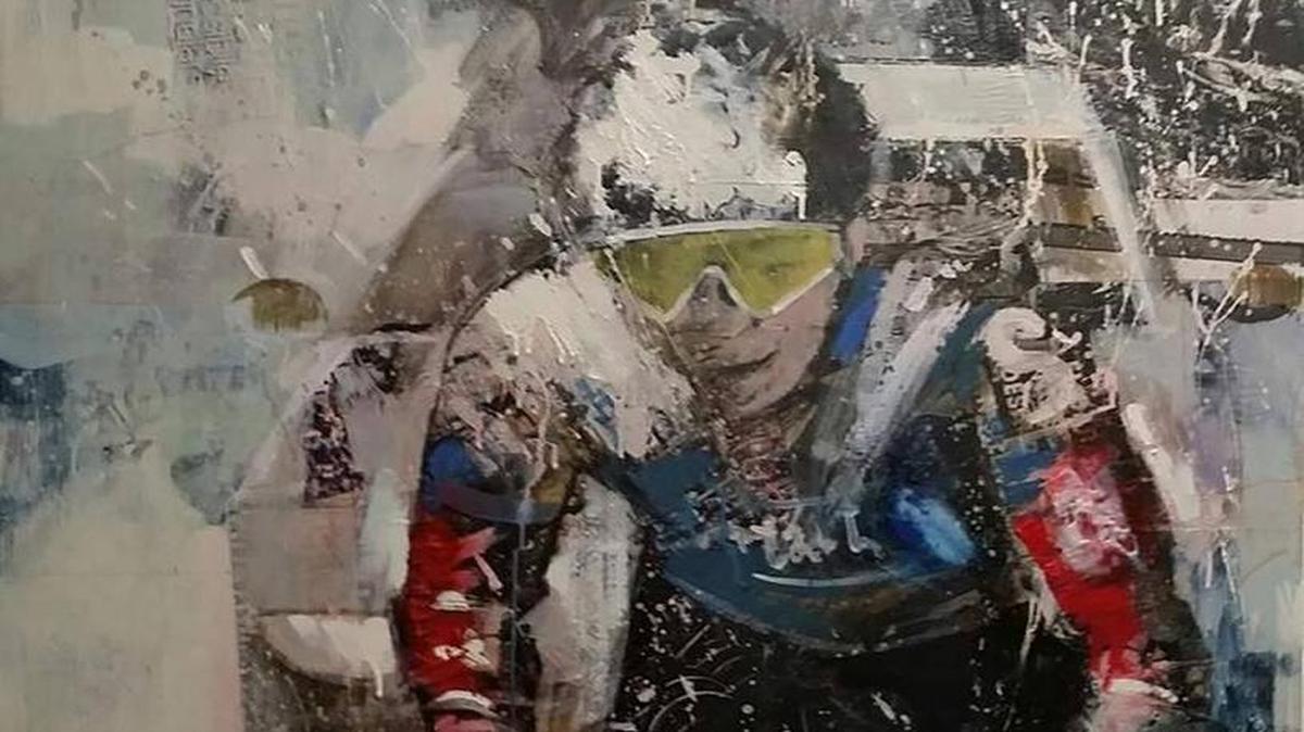 Miguel Soro’s “Cycling Art” collage exhibition is on display at Studios on the Park in Paso Robles.