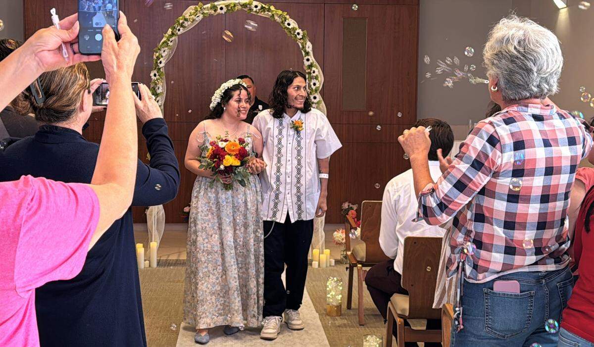French Hospital Medical Center patient Tomás Hernández married his fiancée Kassandra Salcedo at the hospital’s chapel on Oct. 9, 2024.