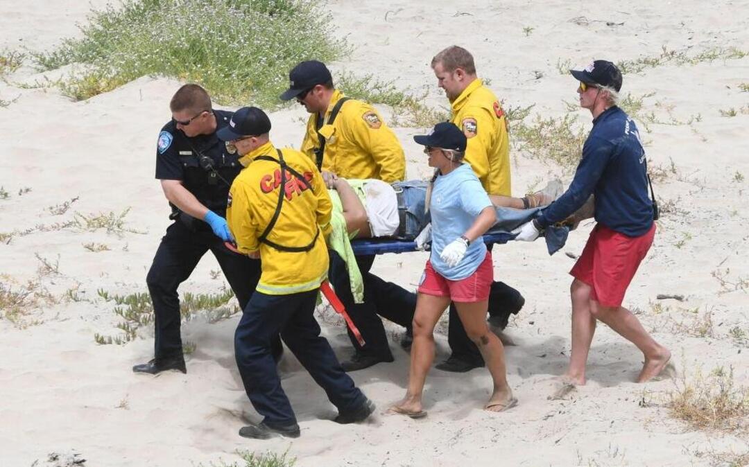 Emergency crews rescued five people after scaffolding collapsed in Pismo Beach on Tuesday, June 27, 2017.