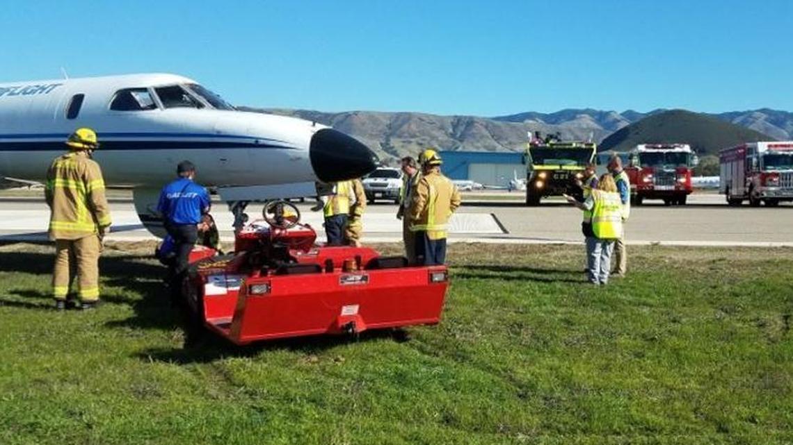 A plane rolled off the runway and into the grass at the San Luis Obispo County Regional Airport on Monday morning. No injuries were reported, but the runway was temporarily closed.