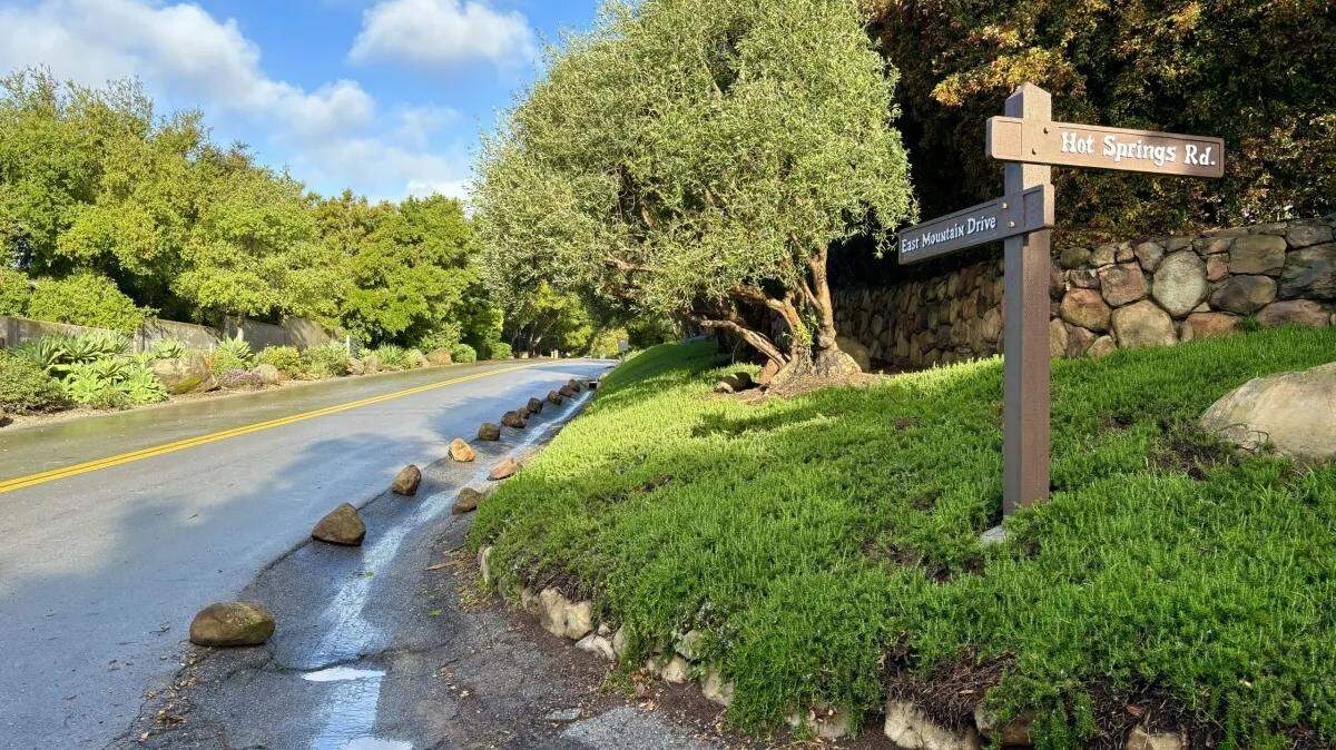 Santa Barbara County is attempting to work with homeowners to remove rocks and other landscaping that have been placed in the public right-of-way to prevent people from parking on the road to the Hot Springs Trail in Montecito.