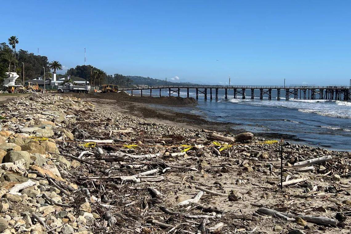 A massive sewage spill prompted public health officials to close a section of shoreline at Goleta Beach Park to water contact.