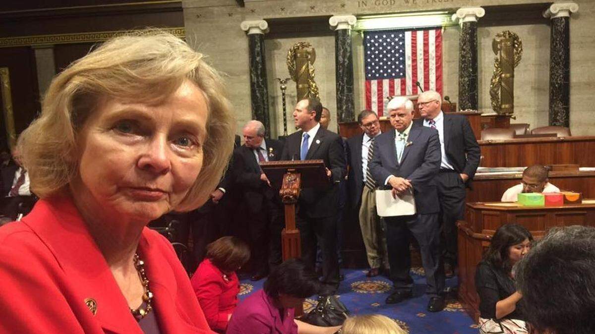 24th District Rep. Lois Capps, D-Santa Barbara, and other Democrats staged a sit-in on the floor of the House of Representatives in an attempt to force a vote on gun control legislation.