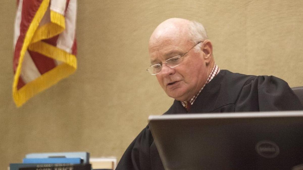 San Luis Obispo County Superior Court Judge John Trice speaks during a hearing in November 2014.