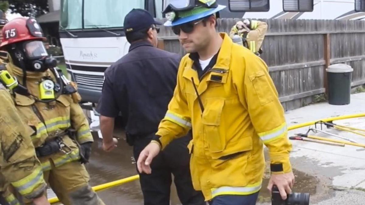 Matt Frank, who posted online as Slostringer, at the scene of a fire in Oceano May 13, 2016.