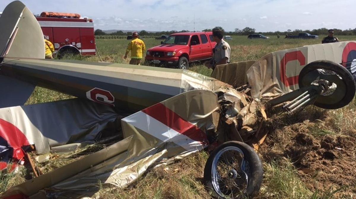 A WWI replica aircraft crashed near Highway 46 in Paso Robles on Sunday, April 23, 2017.
