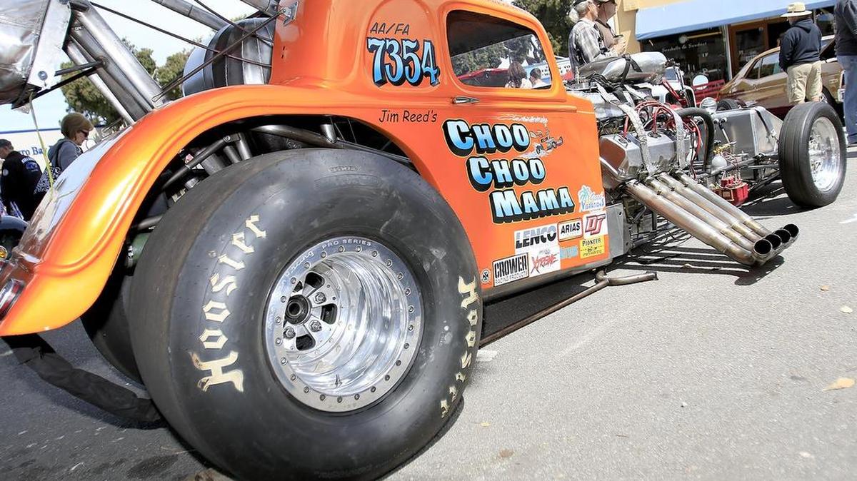 The Choo Choo Mama, belonging to Jim Reed of Paso Robles, is a 1/4 mile drag racer that can reach 200 mph in 6.2 seconds. The car competes in races in Bakersfield.