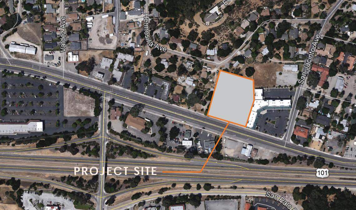 The Grand Oaks Paseo is proposed for a parcel on El Camino Real in Atascadero near the Kmart Shopping Center and the San Anselmo Road crossing over Highway 101.