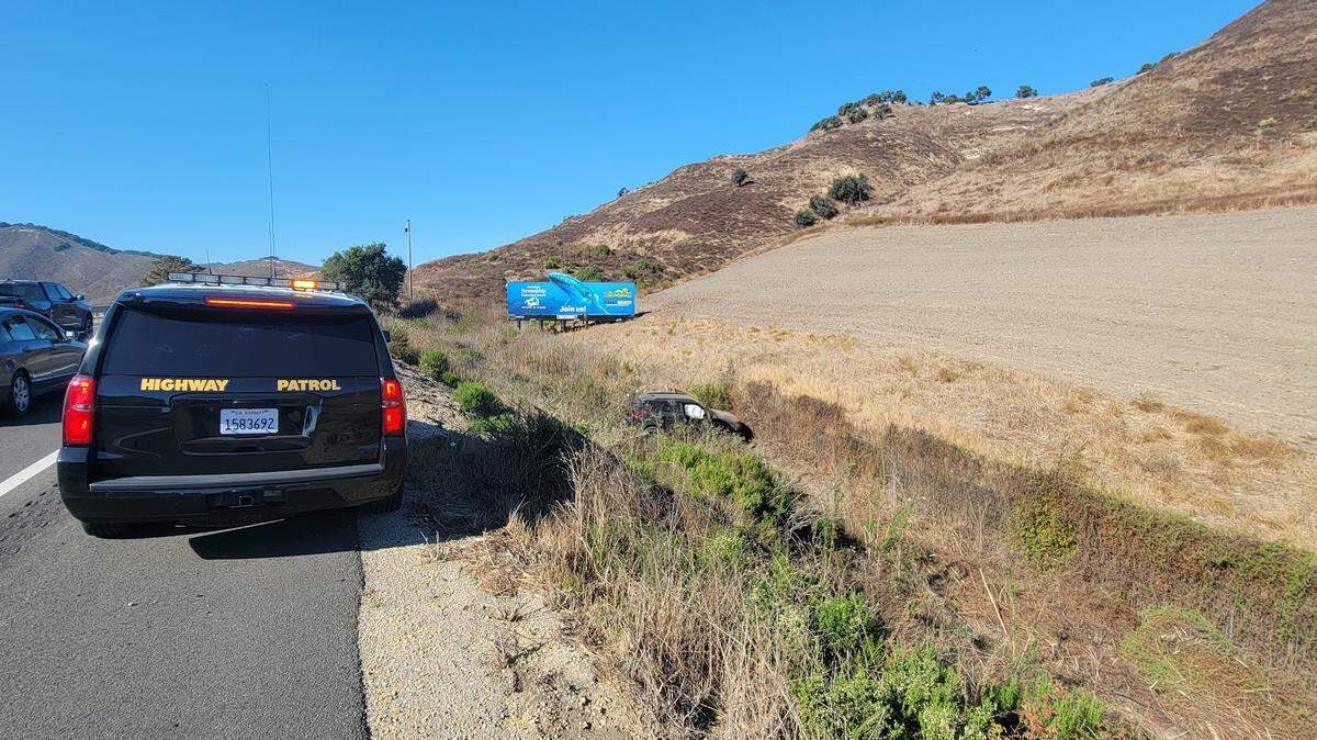 A black SUV rolled off Highway 101 on Friday afternoon in Avila Beach, causing traffic to slow.
