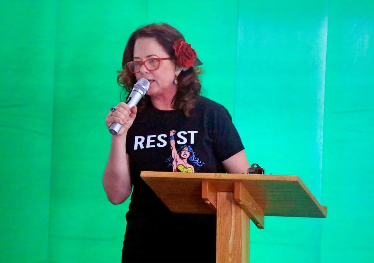San Luis Obispo Mayor Heidi Harmon speaks at an “Activism 101” event held last year by the SLO Progressives Democratic Club in partnership with Together We Will SLO and the SLO County Democratic Party.
