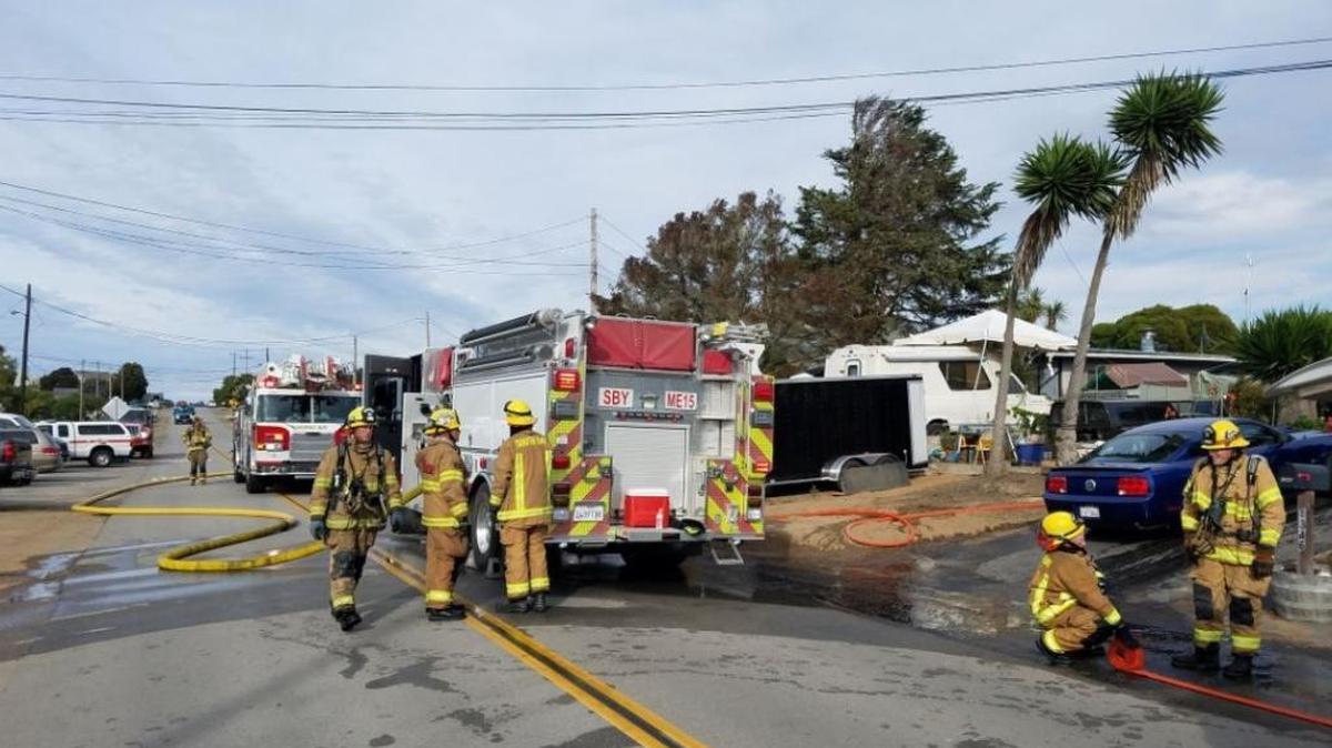 Six people were displaced after a fire burned a garage in Los Osos on Sunday, Nov. 26, 2017.