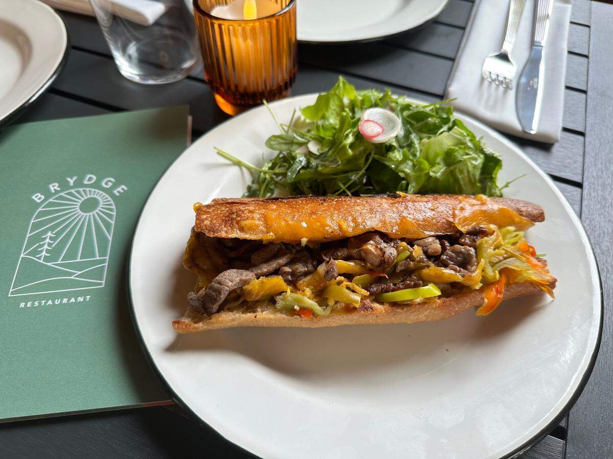 This cheesesteak sandwich is among the lunch options at Brydge restaurant in Cambria.