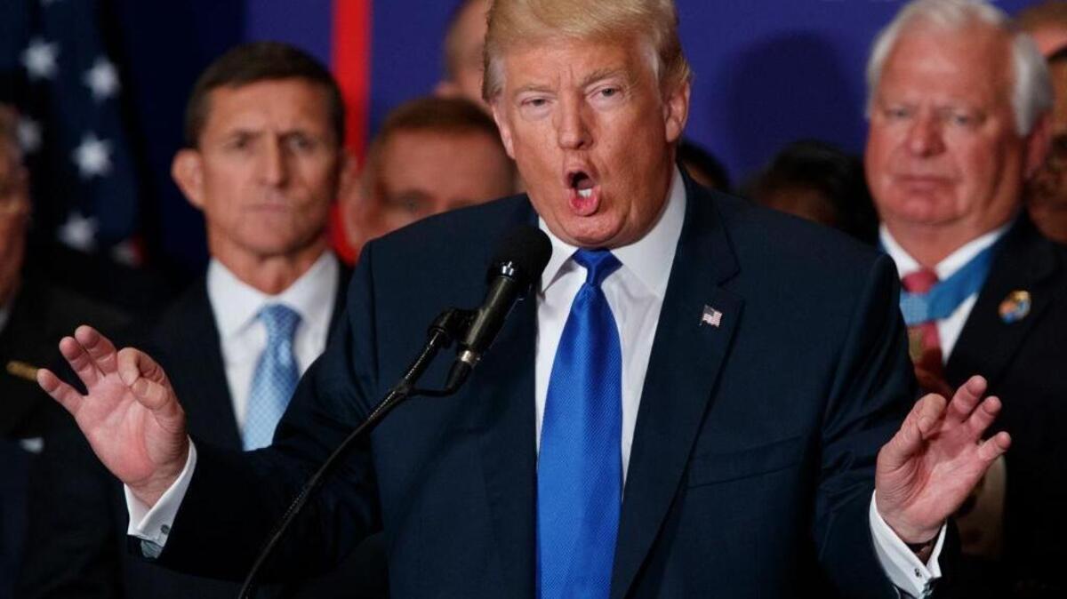 Republican presidential candidate Donald Trump speaks Friday during a campaign event at Trump International Hotel in Washington, D.C.