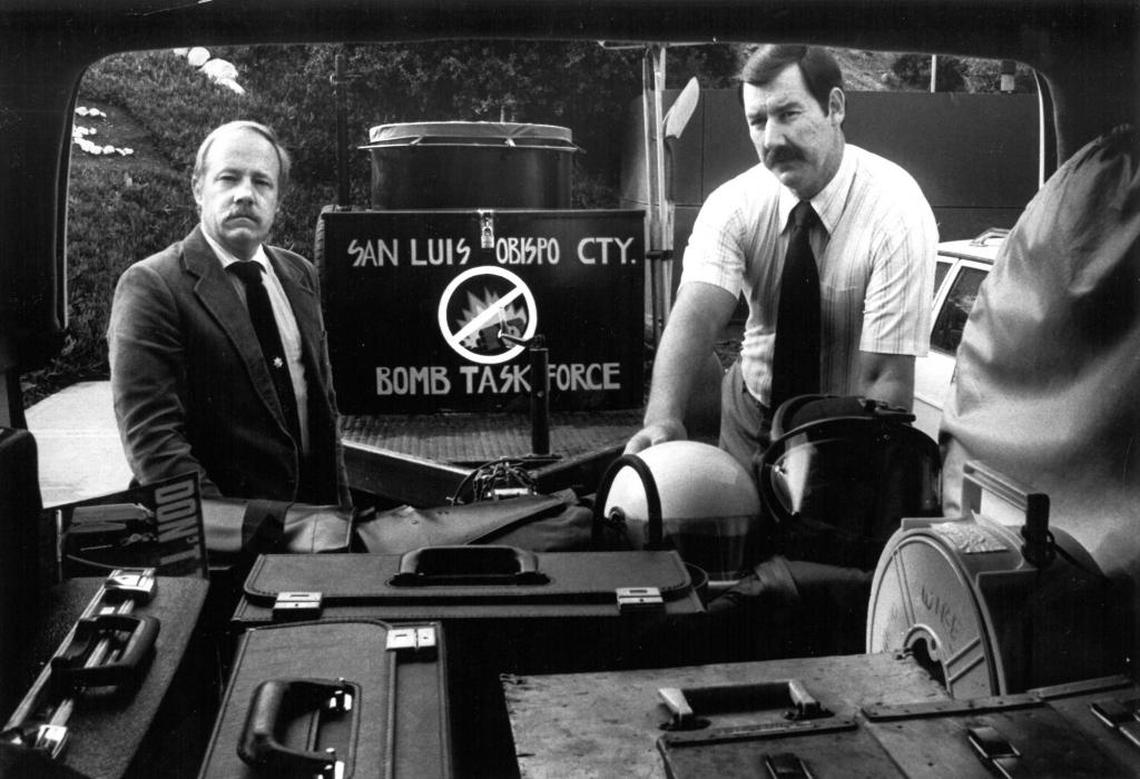 Sheriff’s Department Sgt. Jim Mulhall, left, and Jerry Lenthall of the San Luis Obispo Police Department answered hundreds of calls while working with the county’s bomb squad.