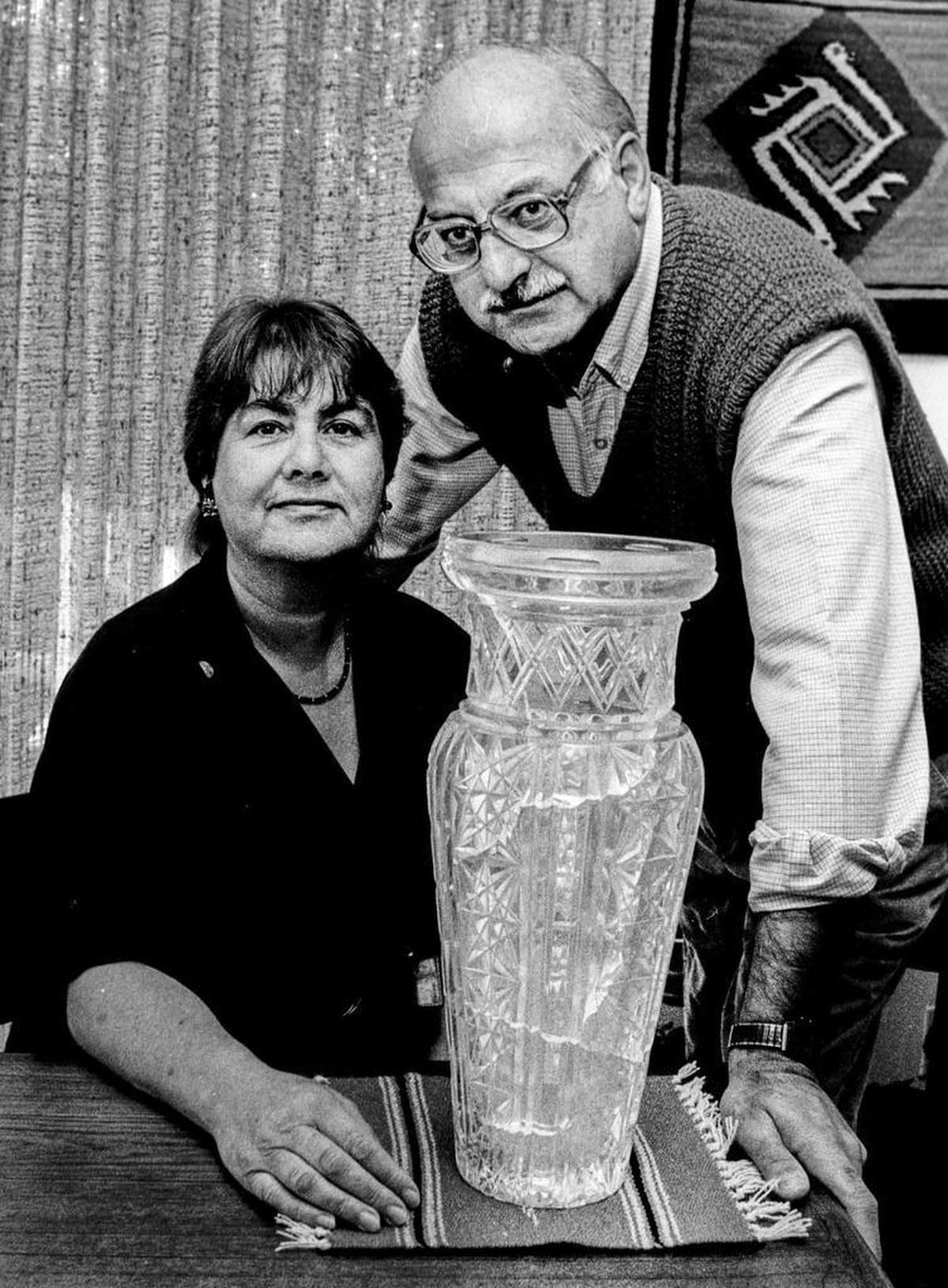 Paul and Marion Wolff were both raised in Germany and escaped as Nazi violence escalated against Jews. Paul was able to bring this vase to America after a Nazi demanded the silver rim.