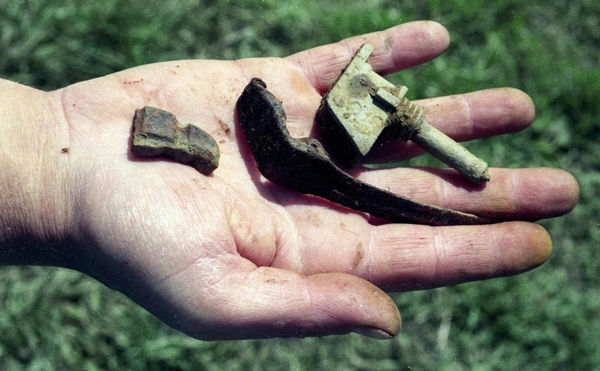 These grenade fragments were recovered on March 16, 1992 from Rancho El Chorro in San Luis Obispo.