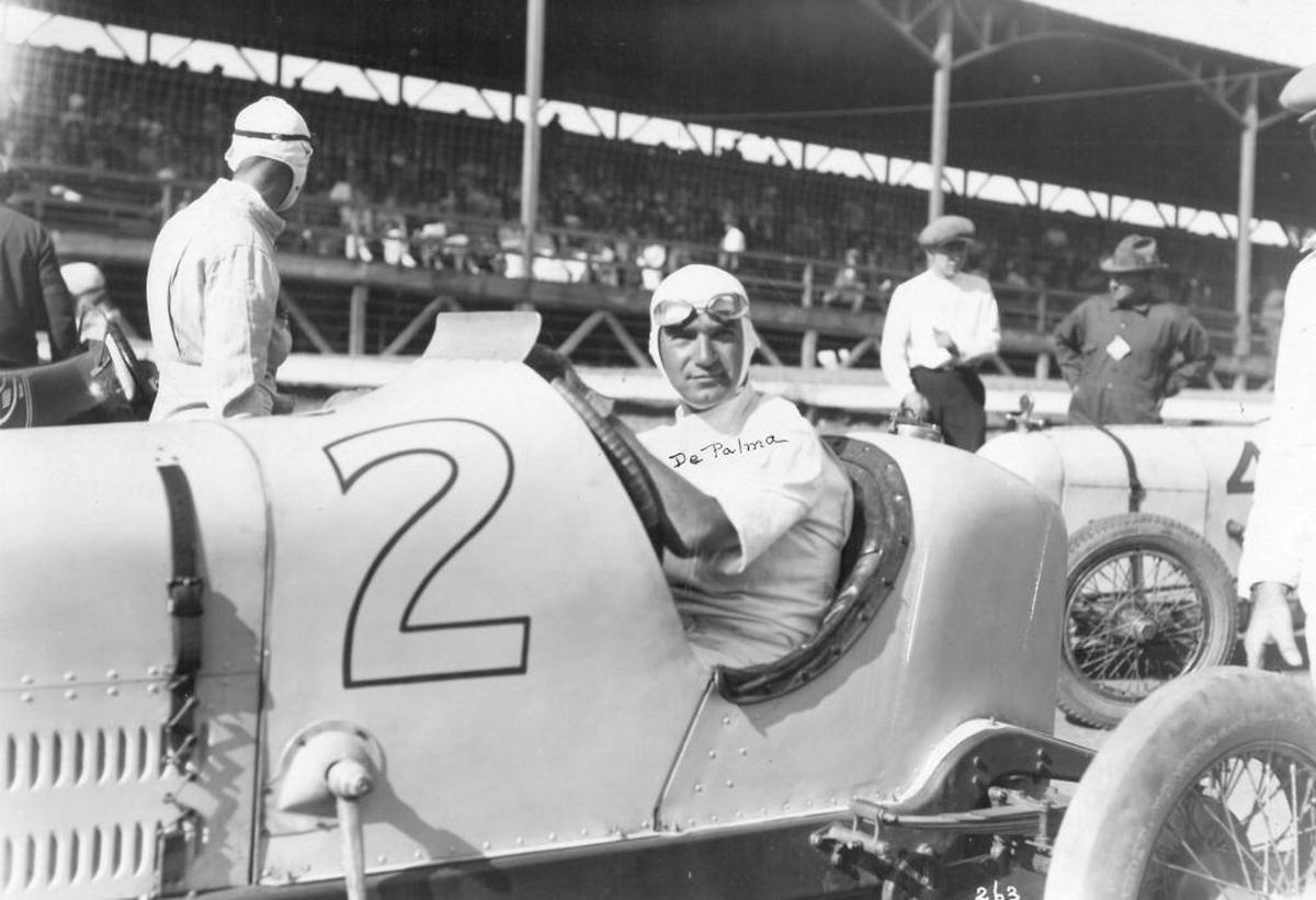 Ralph dePalma is seen at Exposition Park in San Luis Obispo in 1922 or 1923. From 1923 to 1925, Exposition Park was the fastest dirt track in the West.