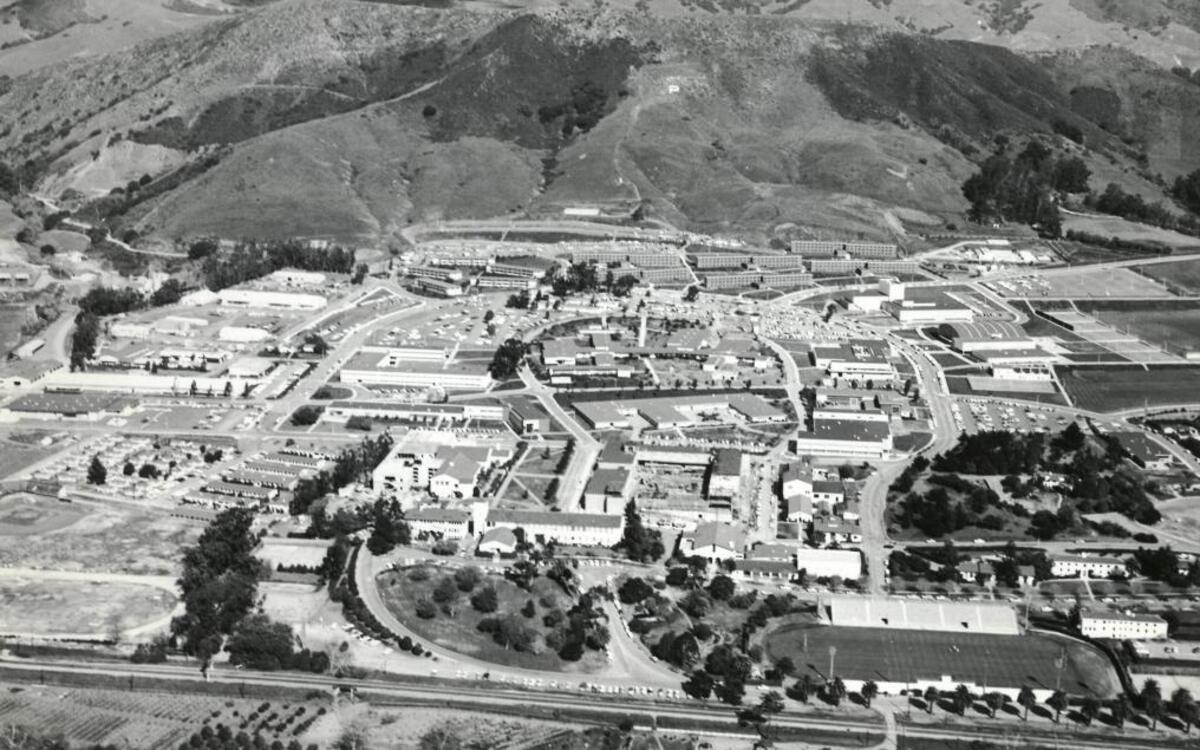 Cal Poly campus aerial from Telegram-Tribune dated April 26, 1962.