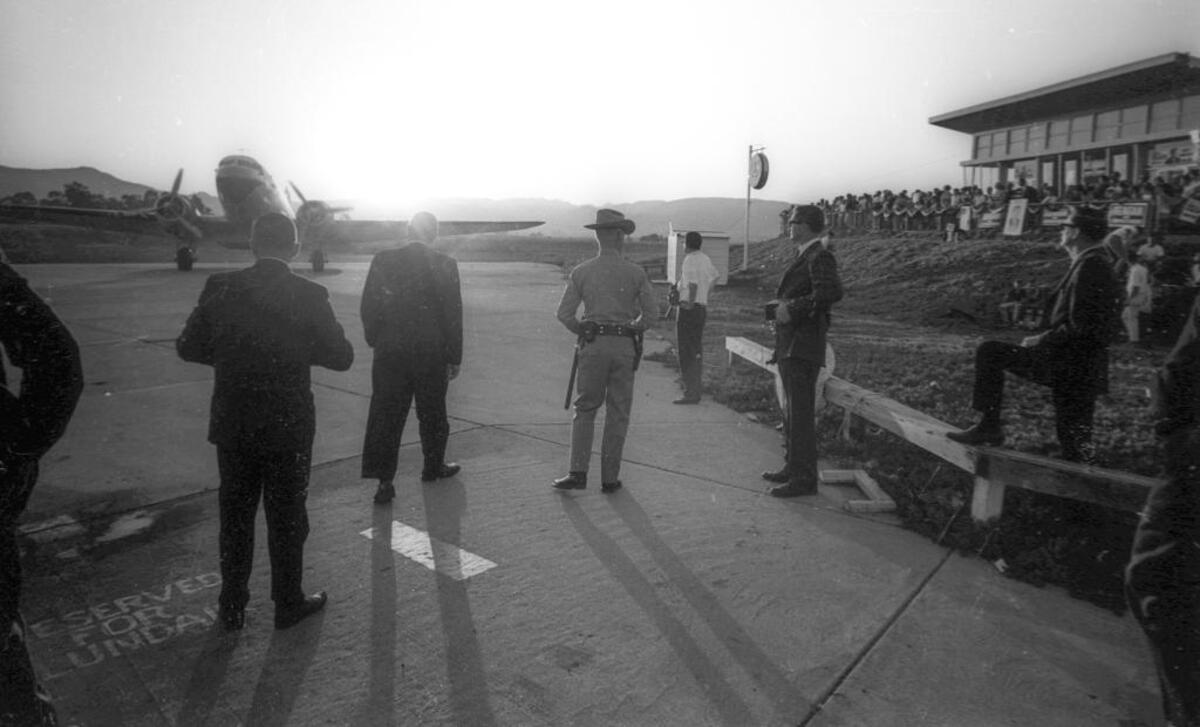 1966: Ronald Reagan campaigning in the Central Coast area at the San Luis Obispo airport. He won the election for California governor.