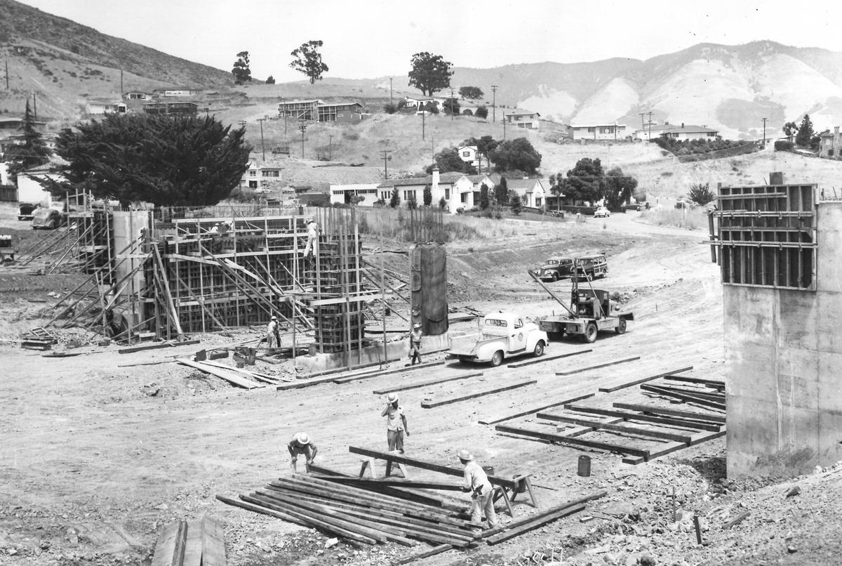 Buena Vista Avenue over-crossing in San Luis Obispo, under construction for Highway 101 as the freeway was being built. This undated photo is from the late 1950s.