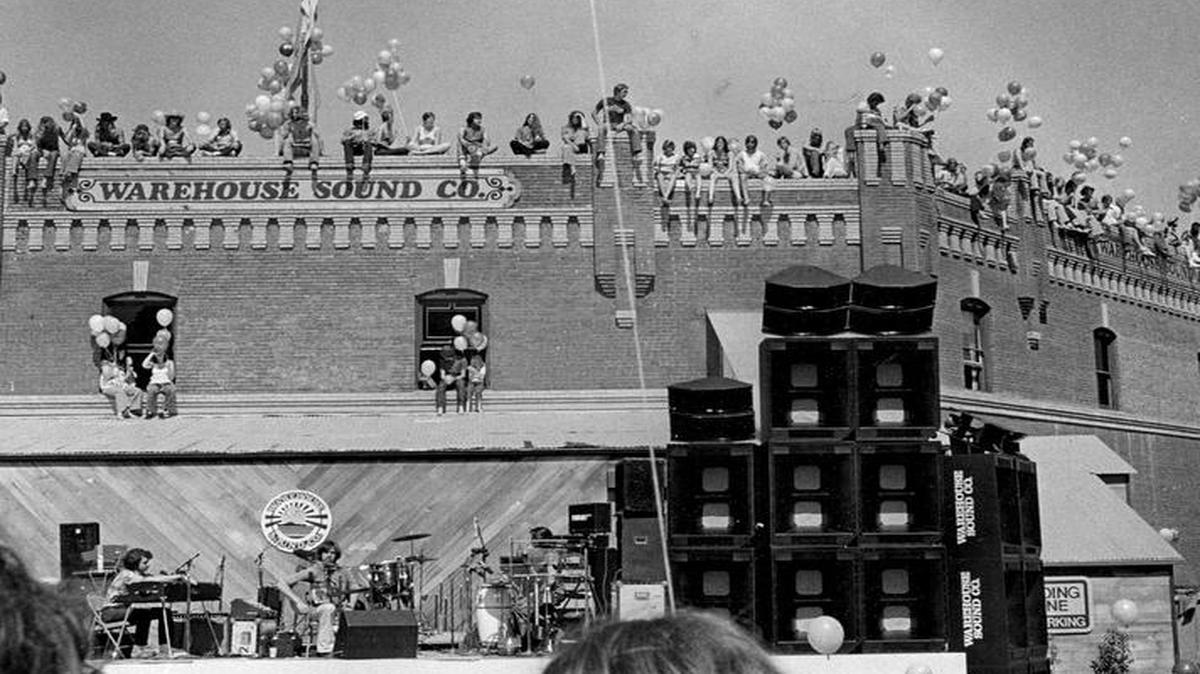 San Luis Obispo music lovers turned out by the hundreds to hear the sounds of Tim Wiesberg, David Riordan and the Frisco Kids for a day of sun, food, fun and music at Warehouse Sound Co. in May 1975.