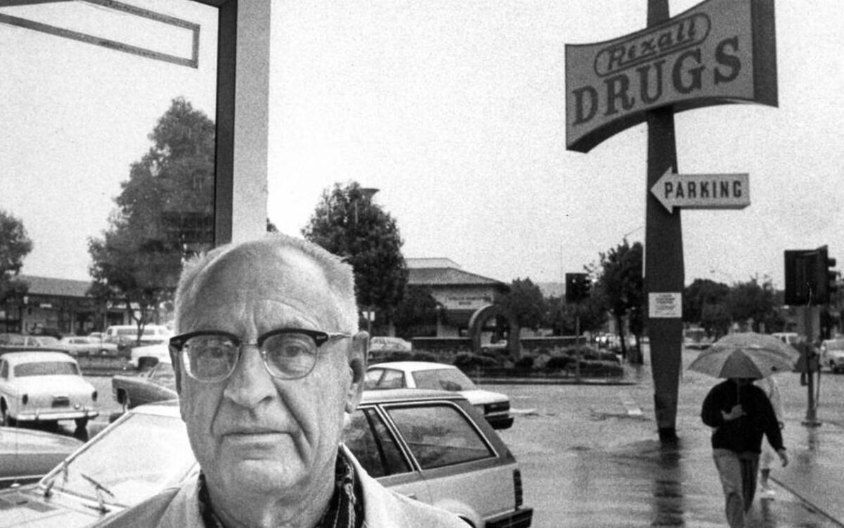 Jim Jones defended his revolving Rexall Drug sign as a historic San Luis Obispo landmark and an economic necessity in 1988.