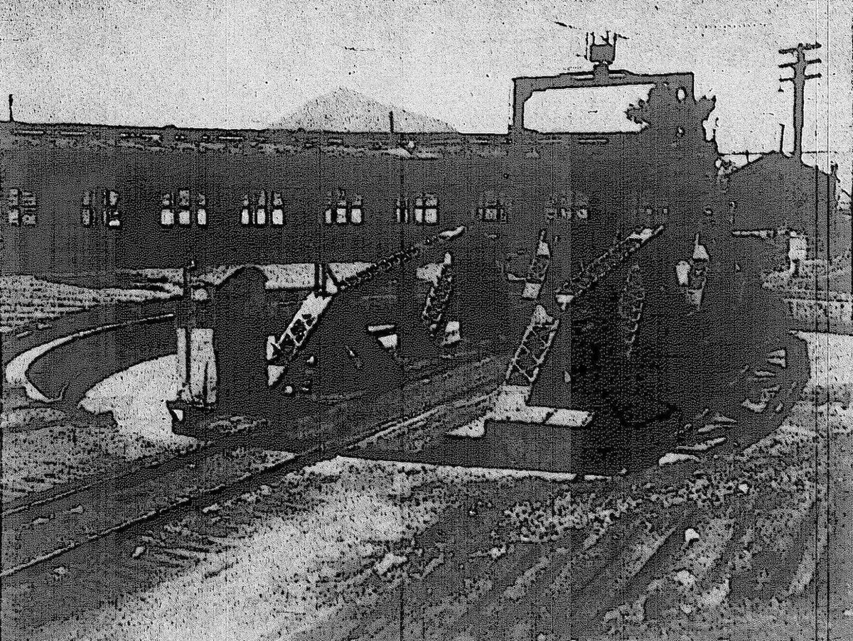 The turntable at the Southern Pacific switching yard in San Luis Obispo.