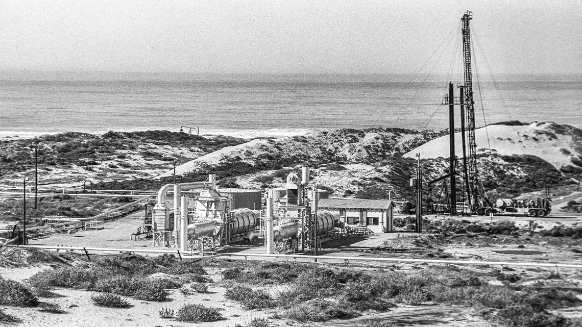 This Unocal oil field in the Guadalupe Dunes, pictured in 1989. , was shut down in 1994 because a chemical used to help extract the asphalt-like oil product was contaminating nearby areas.