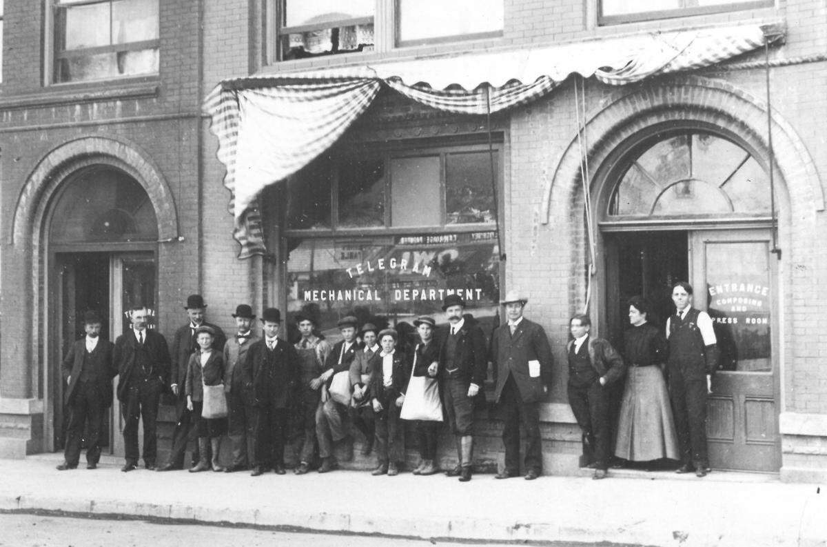 The Telegram was founded as an anti-alcohol newspaper in 1905. The office was in the Andrews Building on Osos Street in San Luis Obispo.