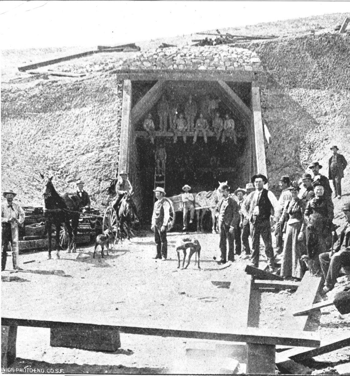 A photo shows construction at the building of tunnel No. 1 on the Cuesta Grade north of San Luis Obispo circa 1890. The picture is from a booklet that The Tribune published at the time of the Southern Pacific Railroad line opening.