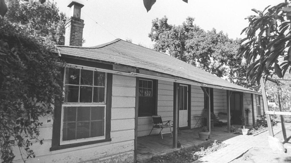 Rosa Butrón de Canet de Simmler adobe near the confluence of San Luis Obispo and Stenner Creeks on Dana Street in San Luis Obispo. Before the town had newspapers, legal notices were tacked to the walls.