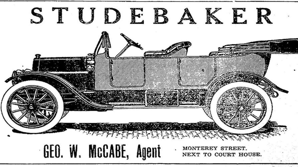 Studebaker was one of the models advertised in the Telegram on Feb. 10, 1913, but unlike the Ford, it did not carry a price in the ad.
