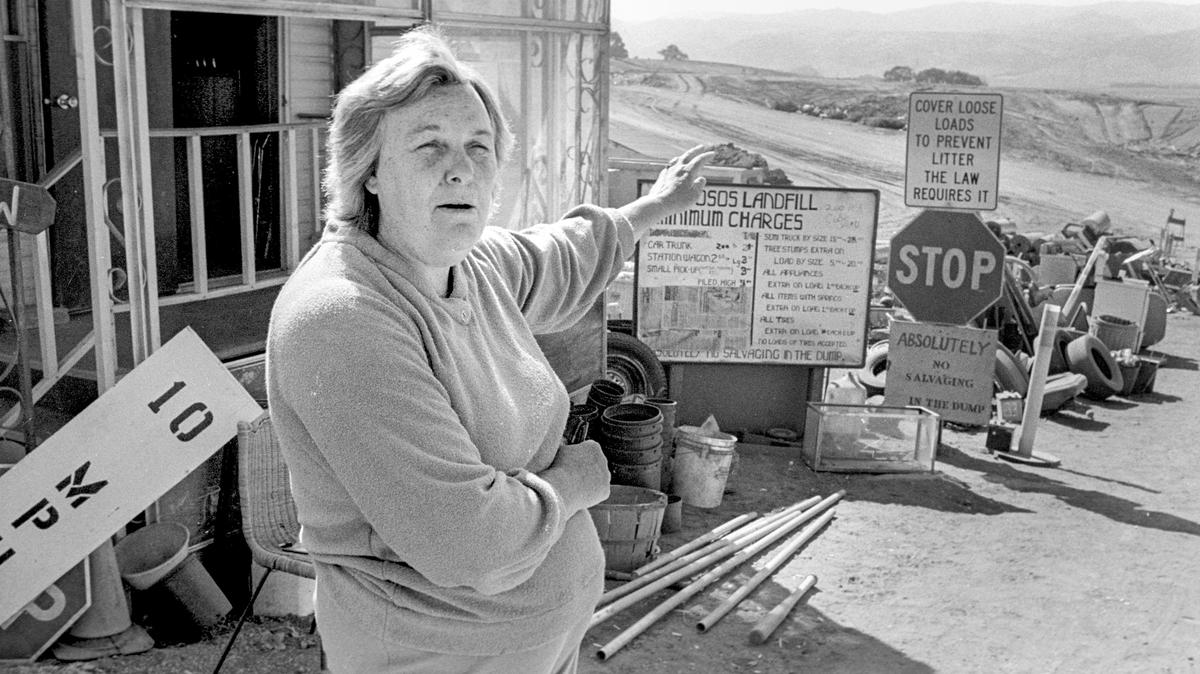 Marjorie Biggs directs traffic at the Los Osos landfill on Turri Road, where she worked for for 25 years. The dump closed in Nov. 1988 after it ran out of dirt to cover the trash.
Tony Hertz/Telegram-Tribune
9-19-1980