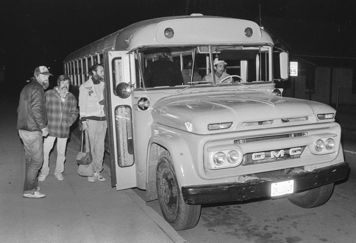 The Zedakah House bus picks up homeless people in San Luis Obispo to spend the night camping at El Chorro Regional Park.