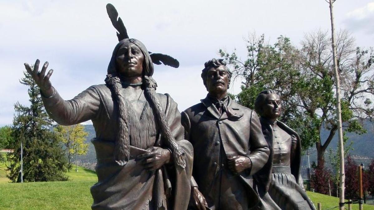 Statue of Chief Walkara at Pioneer Heritage Gardens in Manti, Utah.