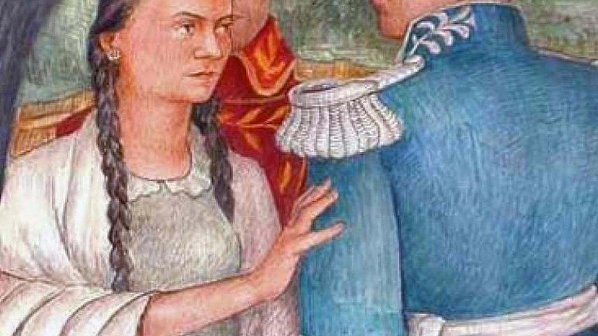 Concepción Argüello and Nikolai Rezanov with a none-too-happy José Dario Argüello in a mural at the Presidio of San Francisco Post Interfaith Chapel.