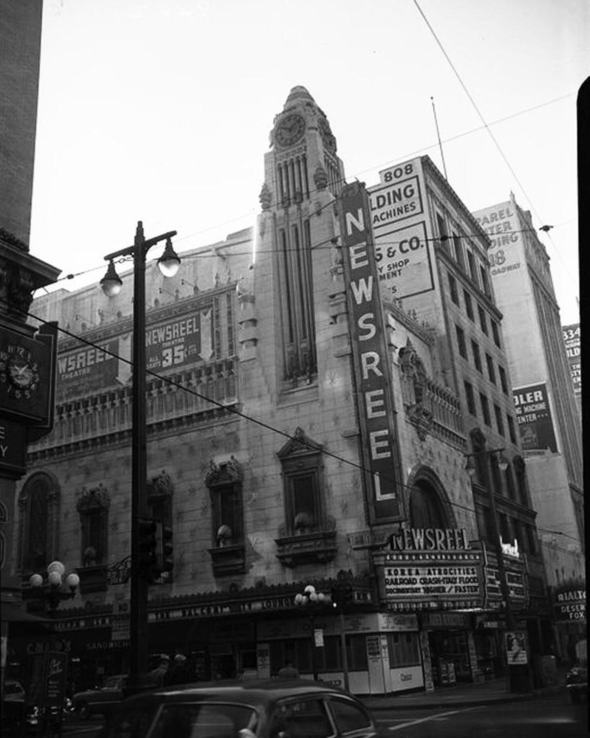 Newsreel Theater, 8th and Broadway in Los Angeles in 1951.