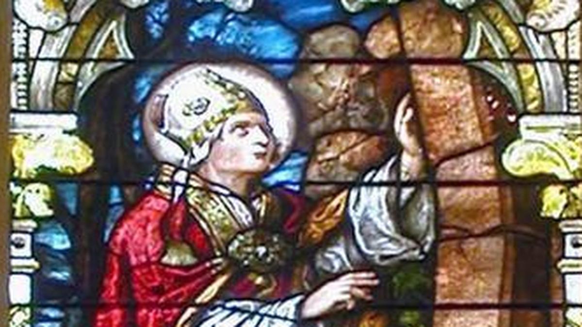 St. Emygdius stained glass window from St. Emygdius Church in San Francisco.