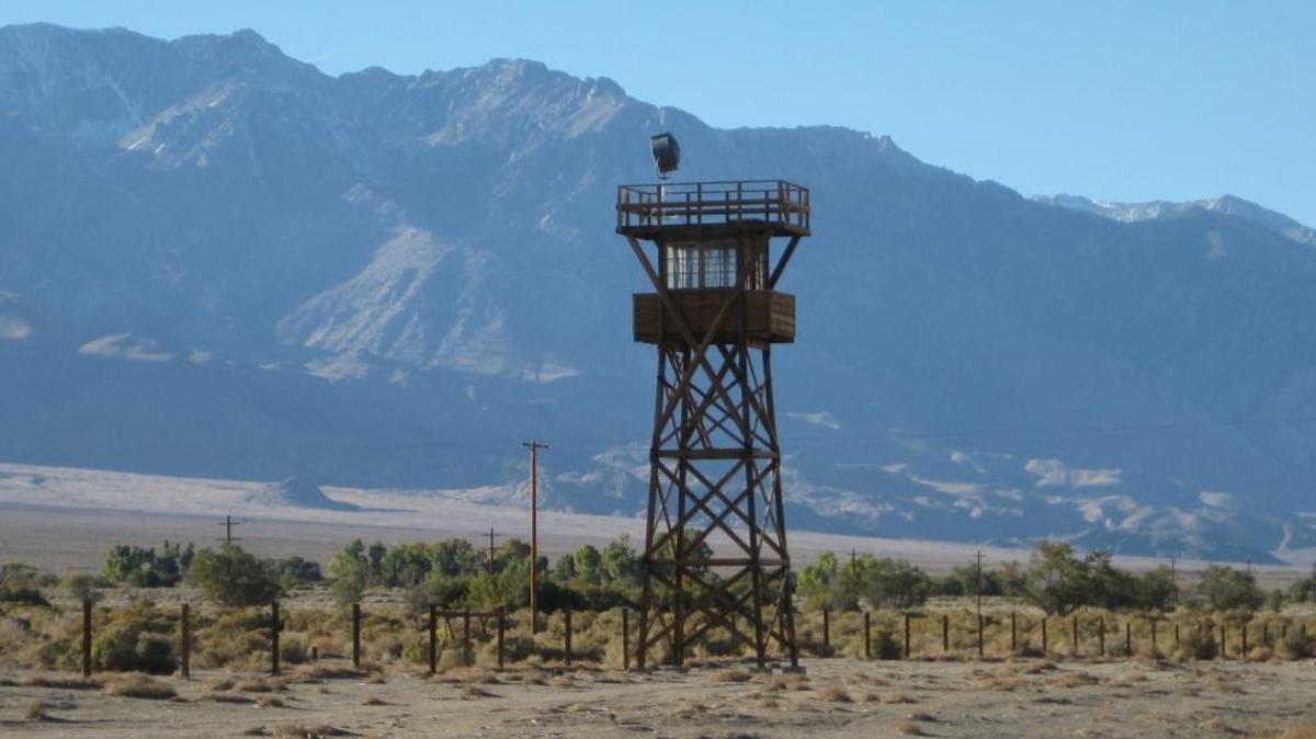 A guard tower left from World War II at Manzanar National Historic Site.